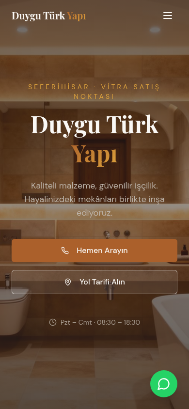 Duygu Türk Yapı websitesi mobil görünüm
